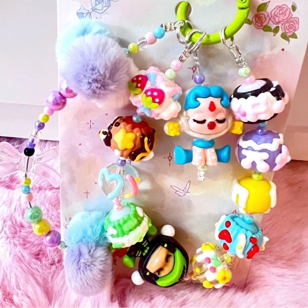 ❤️Colorful Beaded with Skullpanda Bag/Phone Charm, Keychain